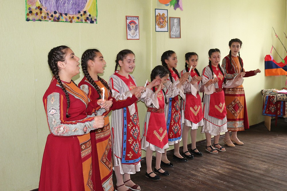 School girls of Sasunik sing a traditional folk song